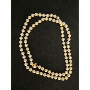 Marvella Faux Pearl Necklace – Single Strand, Gold Tone Tag